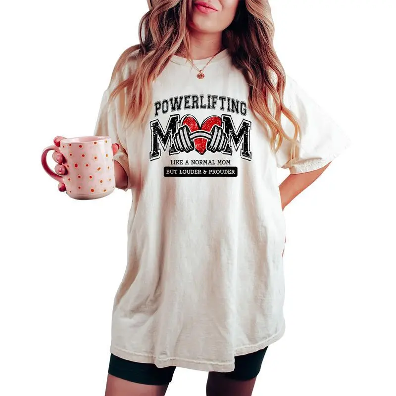 Powerlifting Mom Like Normal Mom Heart Mother's Day Women's Oversized Comfort T-shirt