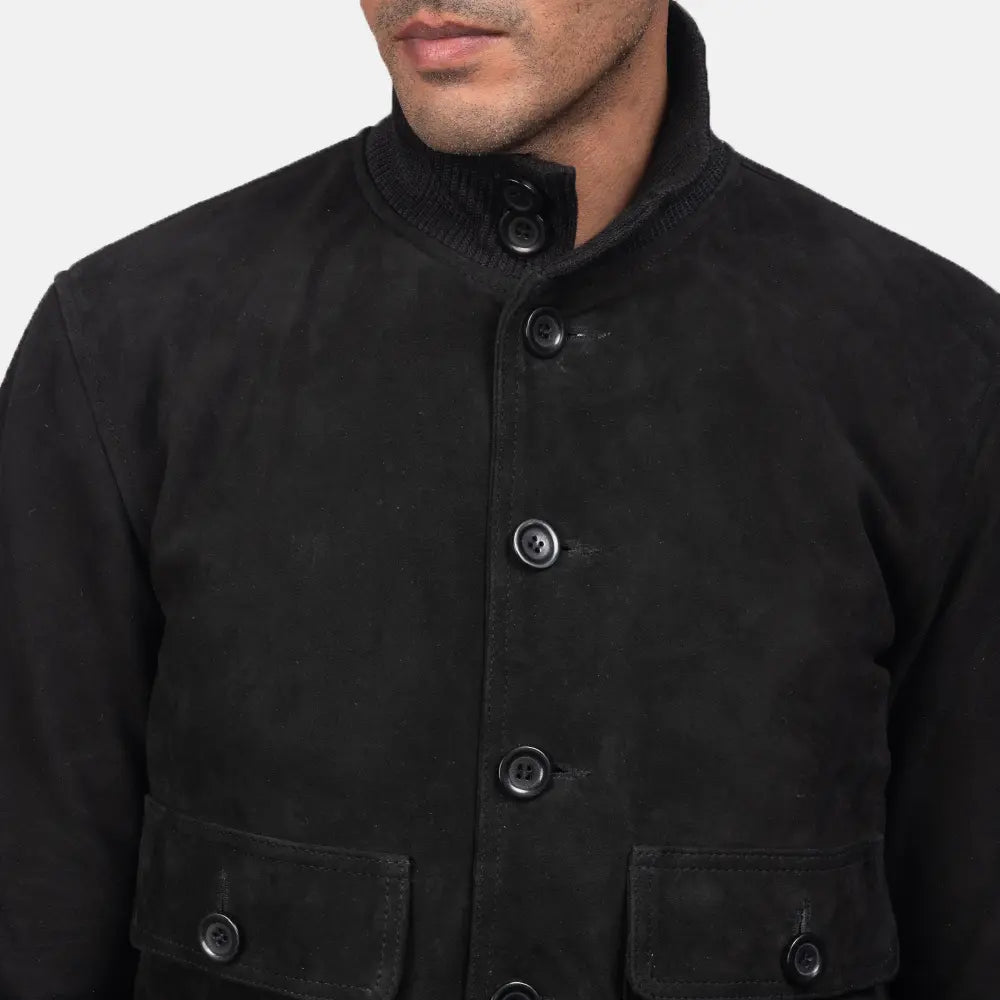 Men's Utility Bomber Suede Jacket