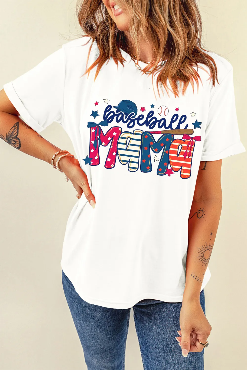 White Baseball Mama Game Day Tee