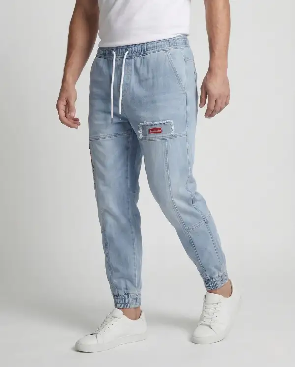 Men's Jeans Jogger with Cargo Pockets Denim Jogging Pants Cargo Pants