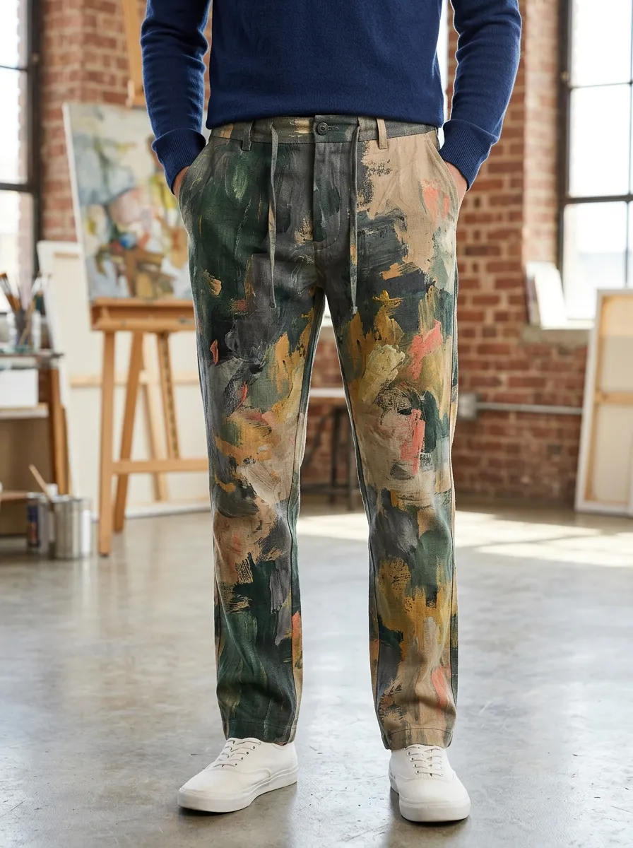 Men's Abstract Art Lover Oil Painting Printed Pants
