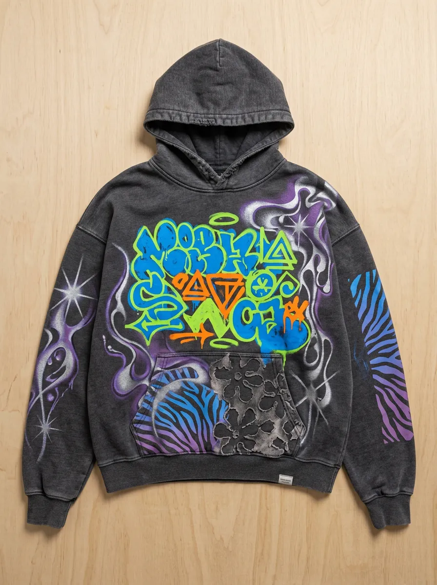 Unisex Graffiti Zebra Airbrush Hoodie