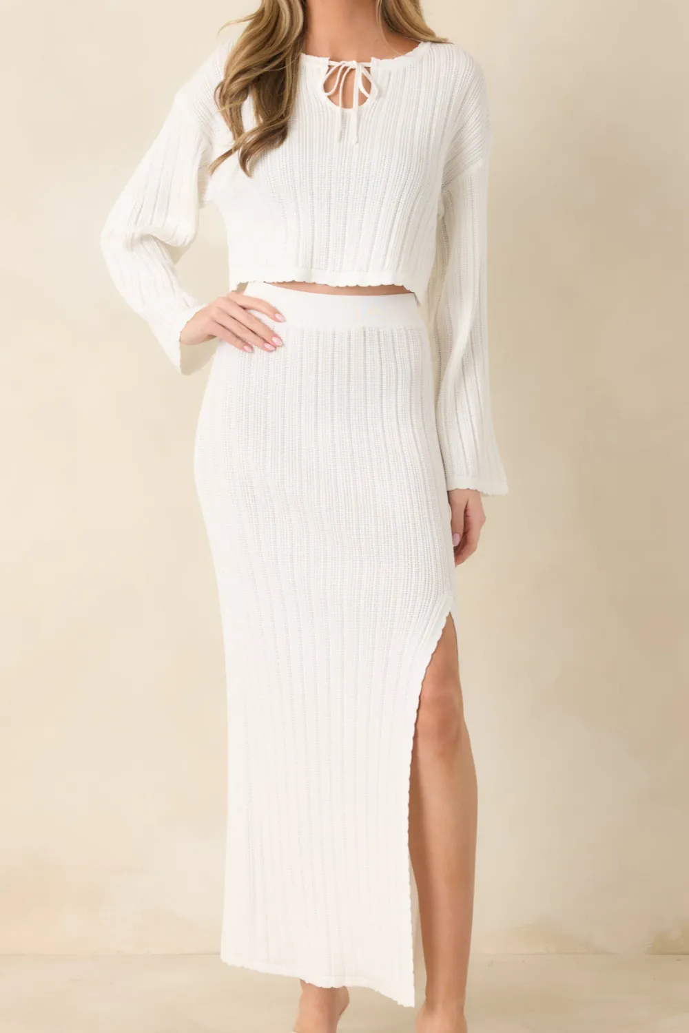 Casual Knit Midi Skirt