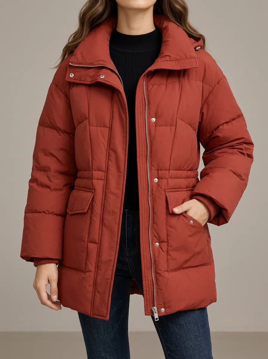 Women's Red Padded Puffer Jacket