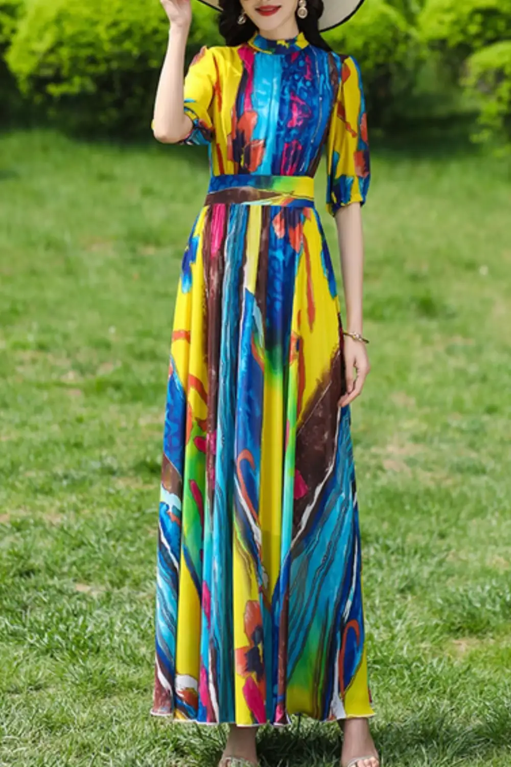 Printed Chiffon Maxi Dress