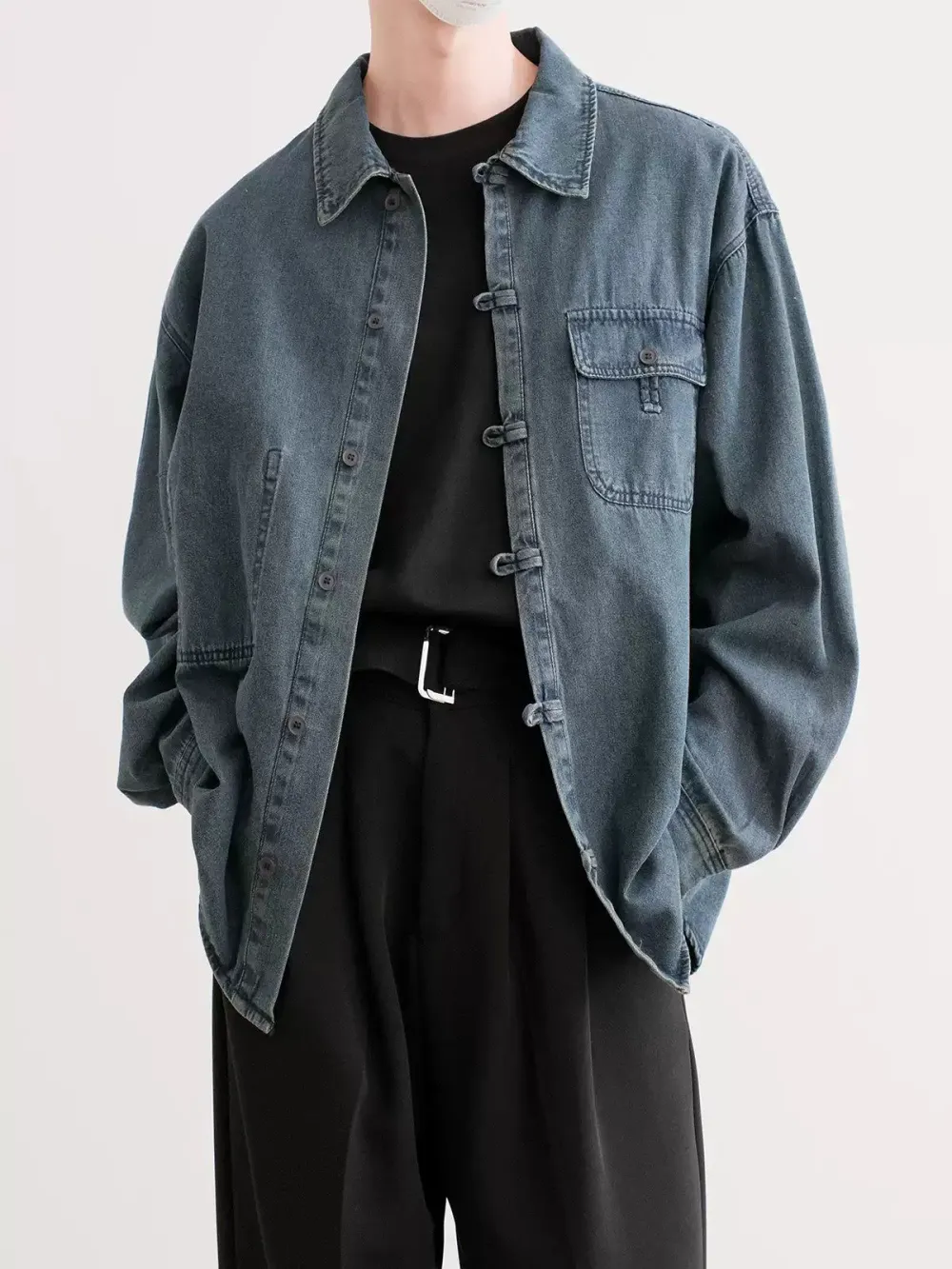 Faded Button-Up Denim Shirt