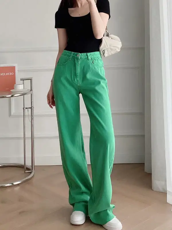 Street High Waist Straight Leg Wide Pants