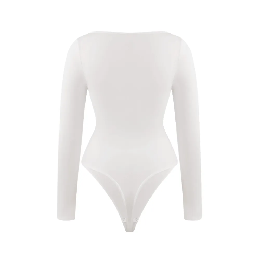 Square Neck Long Sleeve Shaping Bodysuit