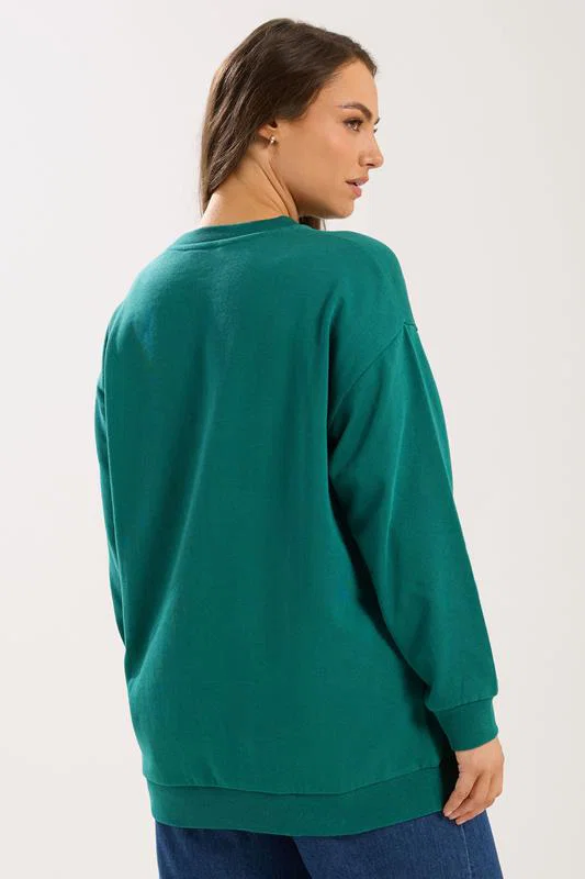 Teal Green 'Sicily' Slogan Sweatshirt detail 2