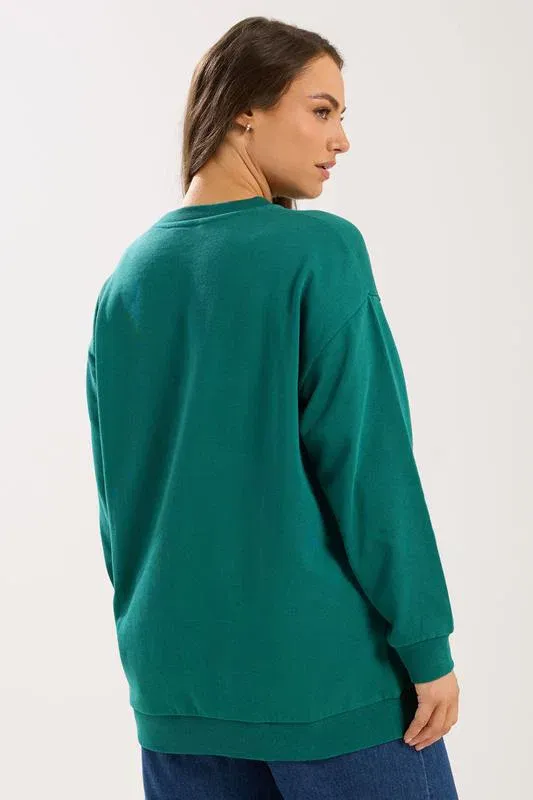 Teal Green 'Sicily' Slogan Sweatshirt