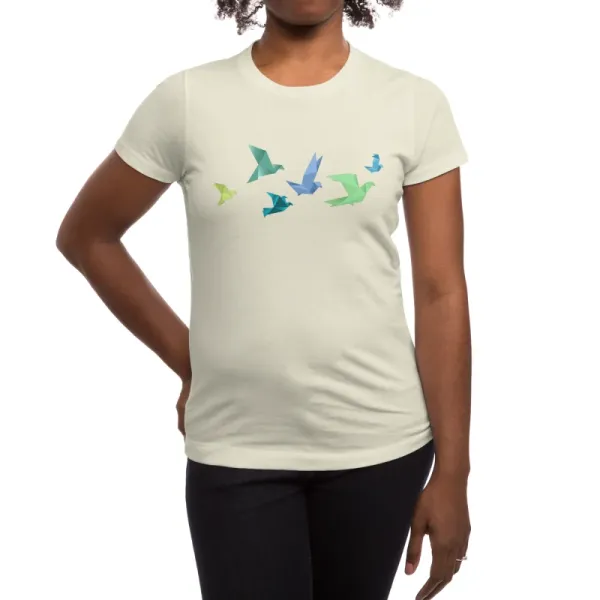 Artistic Paper Crane Pattern Cotton Short-Sleeved