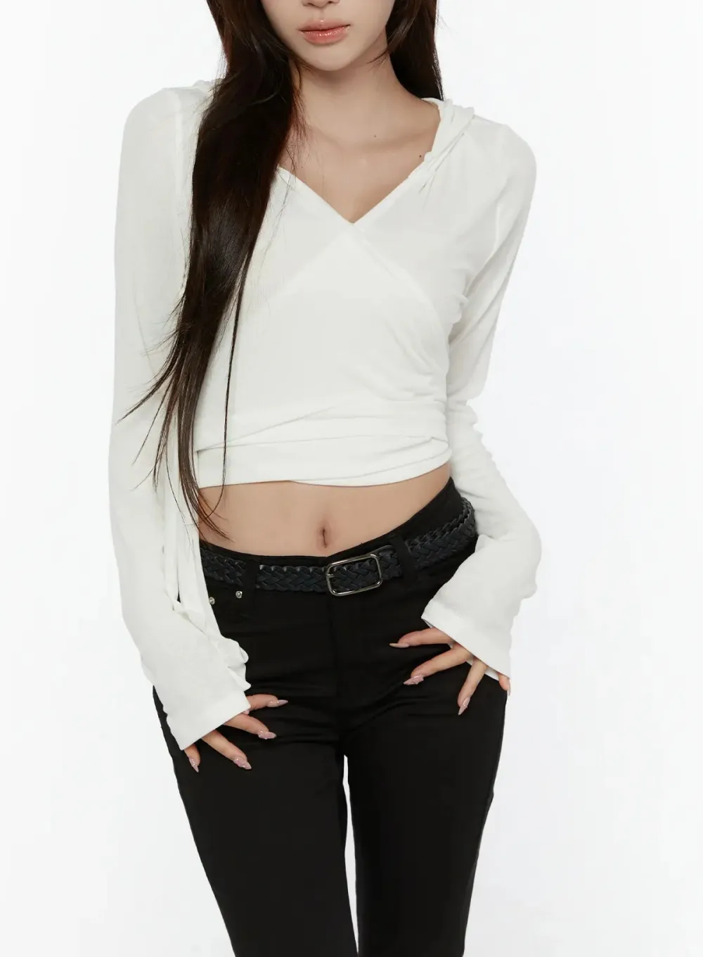 Hooded Wrap Crop Cardigan
