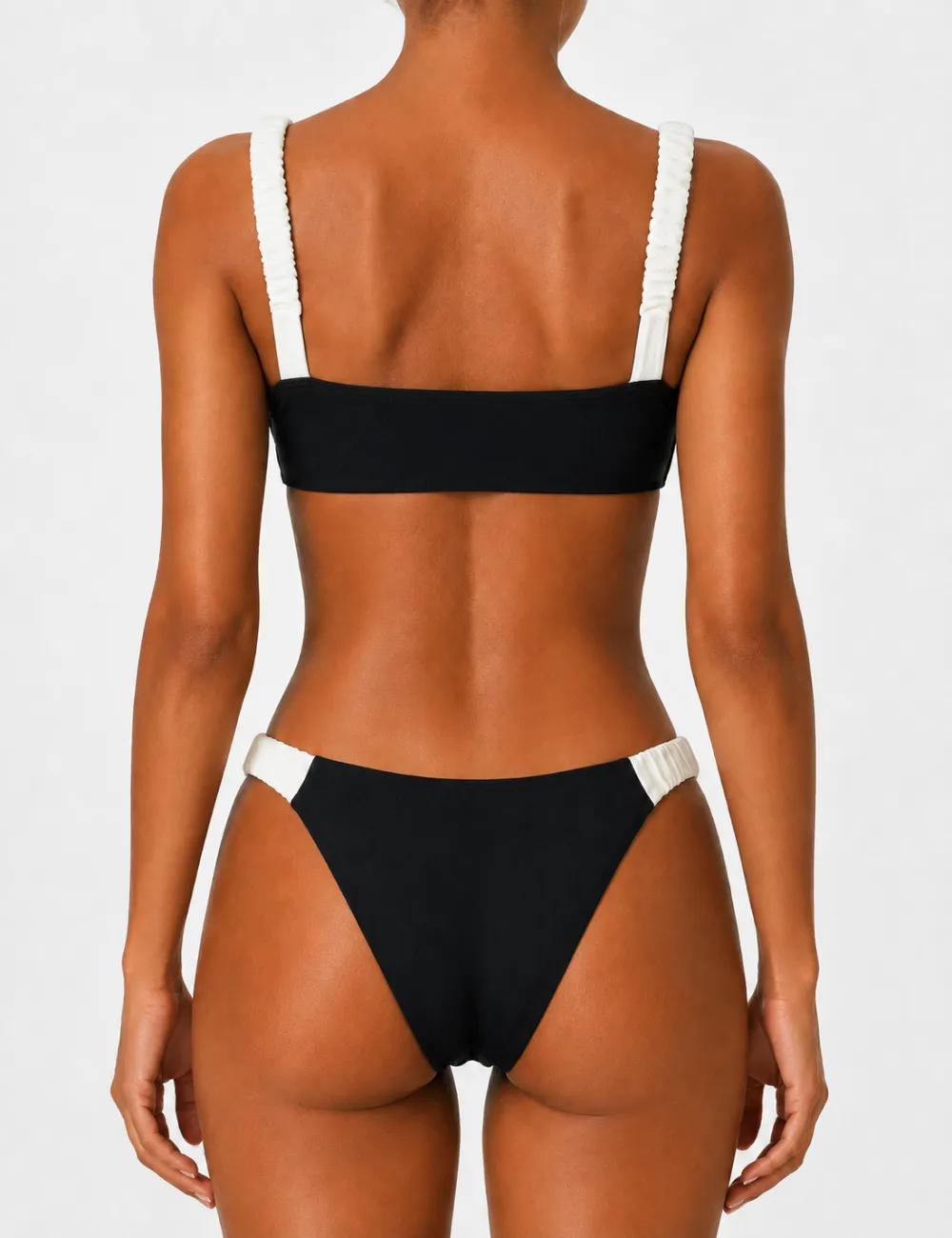 Elegant Color Block High Cut Cheeky Bikini Set