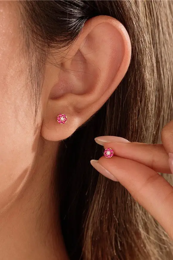 Colorful Crystal Flower Stud arrings