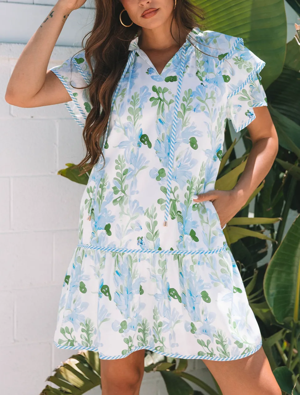 Women's Floral Print Short Sleeve Mini Dress