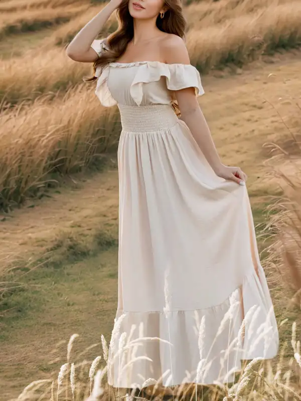 Off-Shoulder Ruffled Maxi Dress