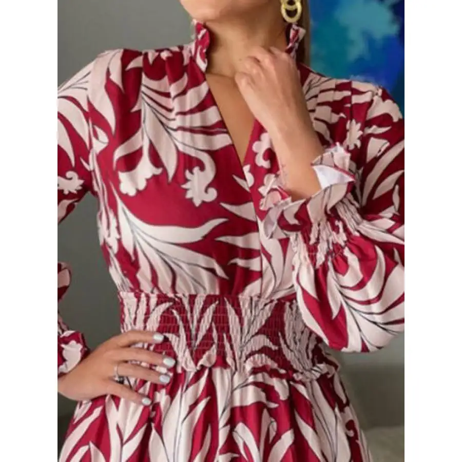 Printed Flounce Sleeve Maxi Dress