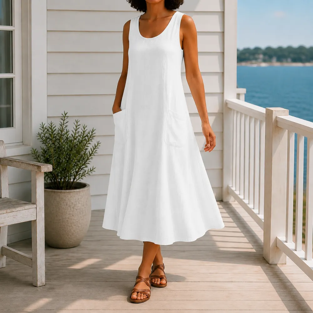 A-Line Sleeveless Midi Dress