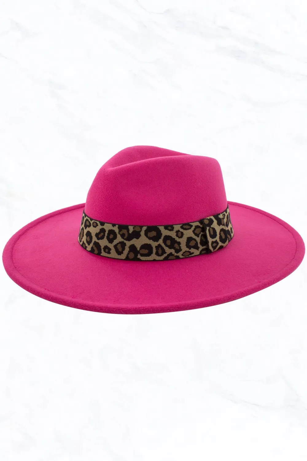 Big Brim Peach Heart Top Jazz Hat Wide Leopard Belt