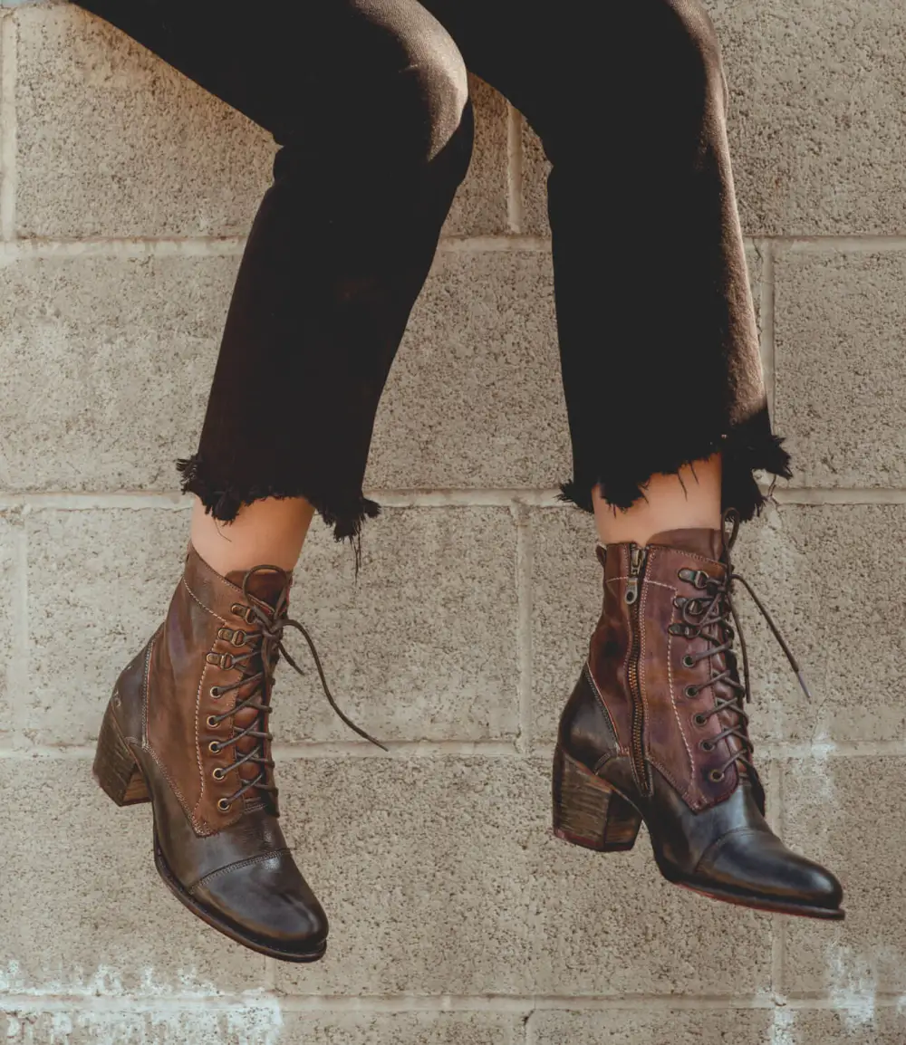 Cap-Toe Side-Zip Lace-Up Boots