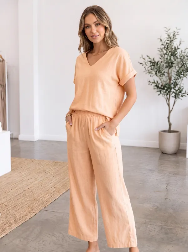 Casual V Neck Straight Leg Set
