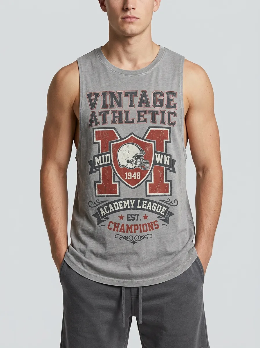 Men's Vintage Football Academy League Printed Tank Top