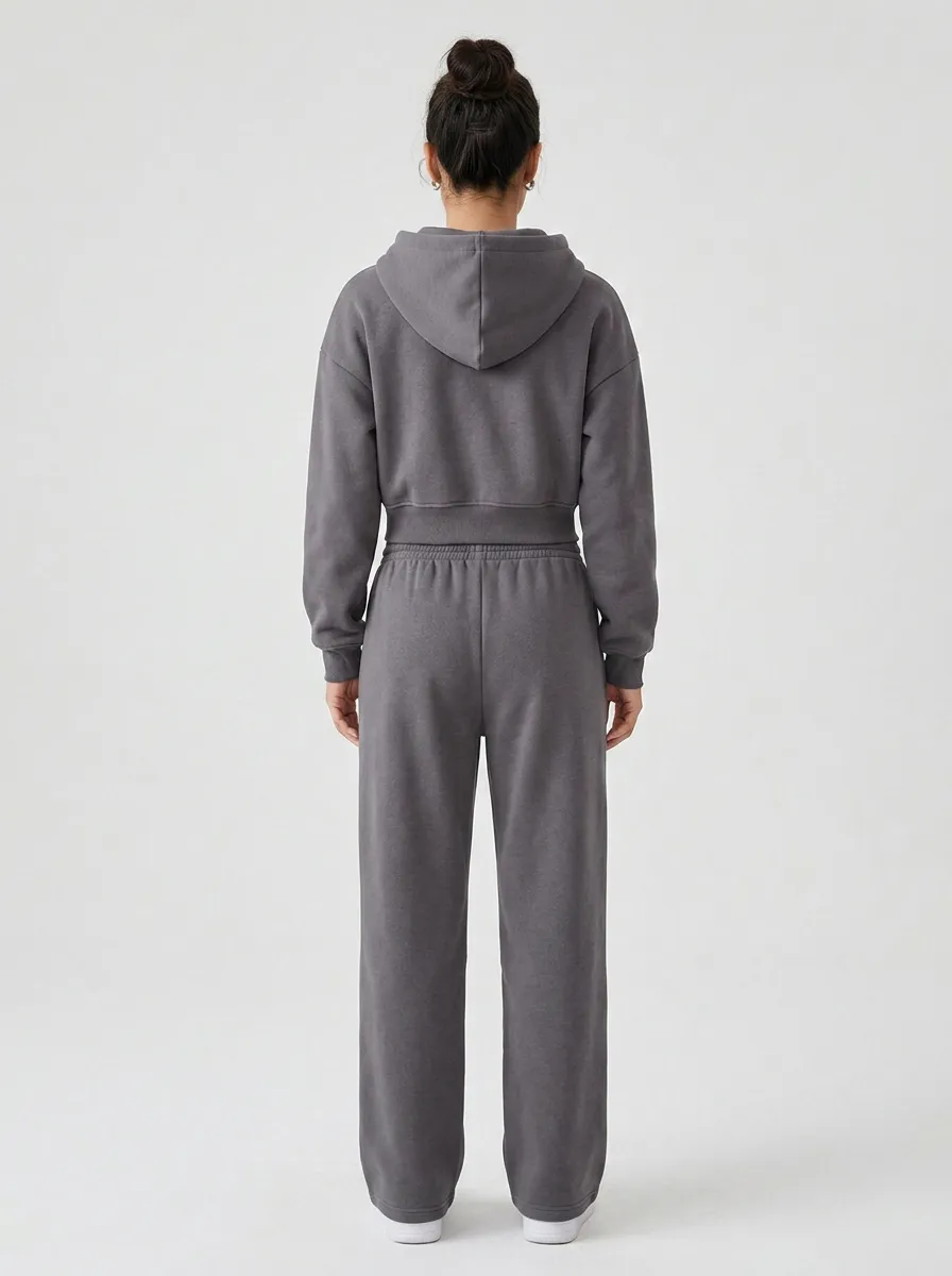 Active Coordinated Women's Cropped Zip-Up Hoodie Jogger Active Set