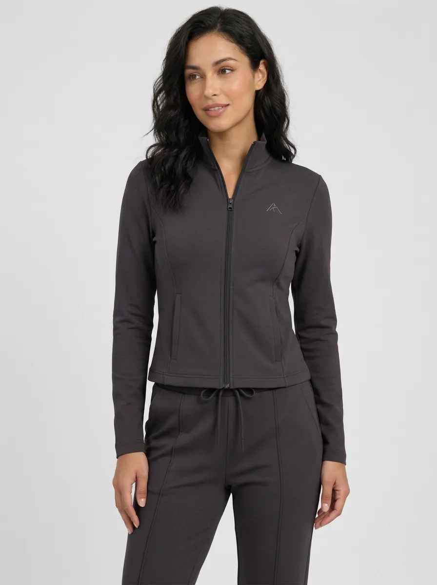 Women's Sage Green Activewear Zip-Up Jacket Jogger Set