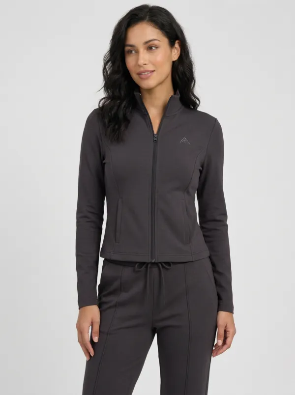 Women's Sage Green Activewear Zip-Up Jacket Jogger Set