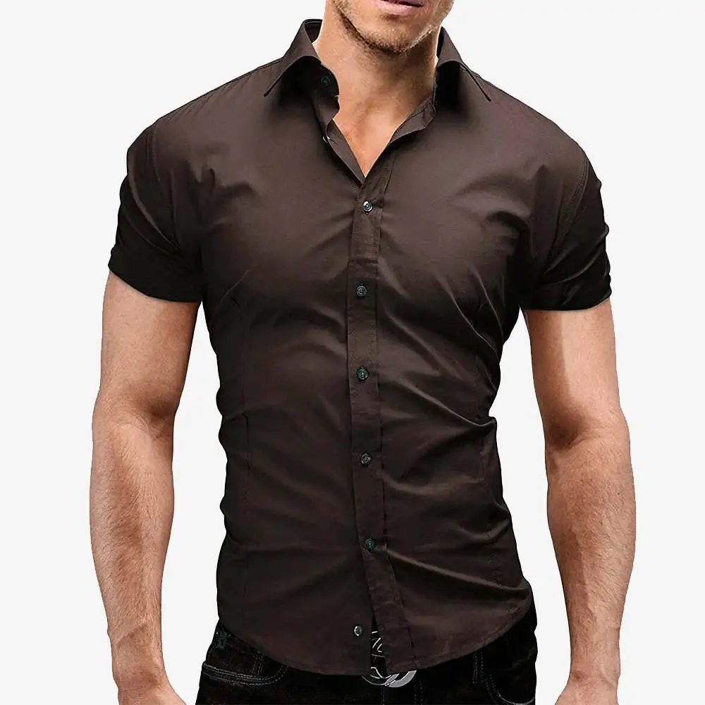 Short Sleeve Slim Fit Casual Dress Shirt
