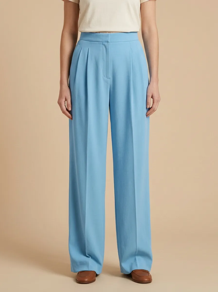 Everyday Understated Pleated High Rise Wide Leg Trousers