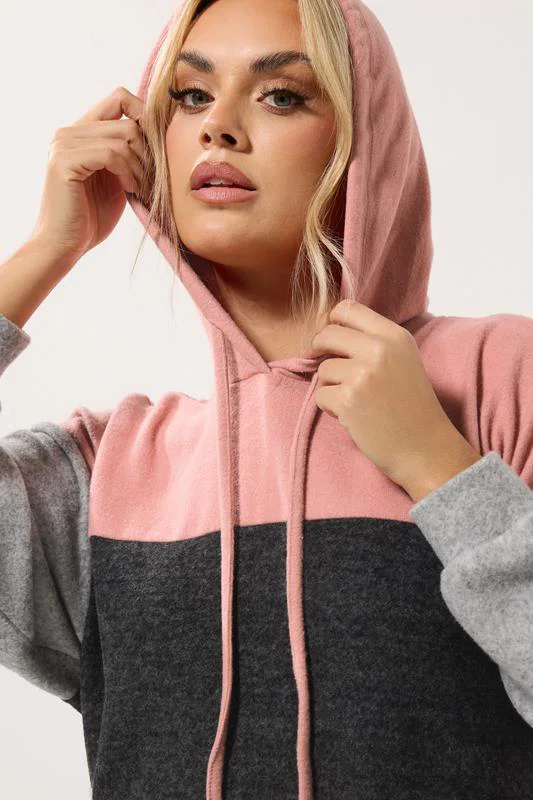 Grey Colourblock Stripe Hoodie detail 3