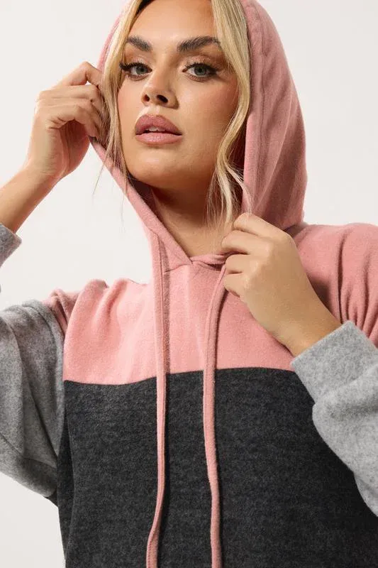 Grey Colourblock Stripe Hoodie