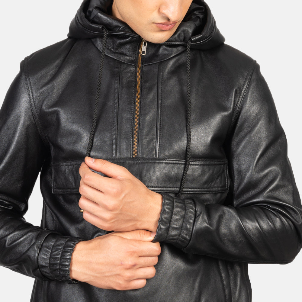 Men's Utility Hooded Leather Jacket