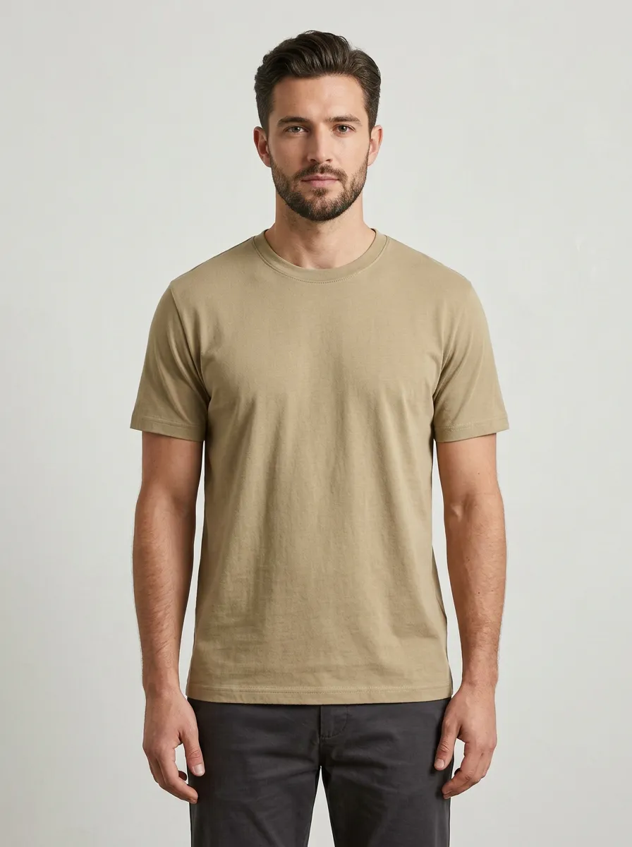 Western-Casual Minimalist Men's Cotton Crew Neck T-Shirt