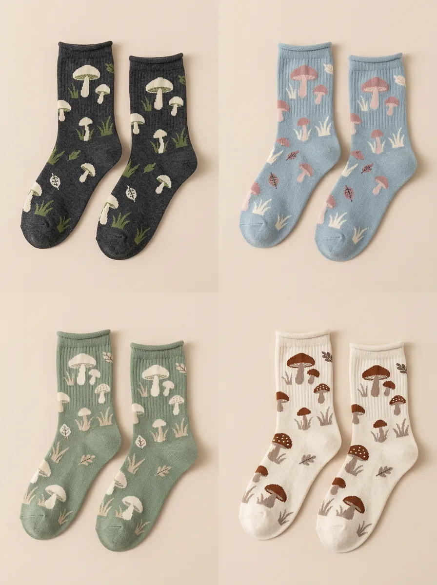 Women's Ribbed Crew Socks Four Pair Set