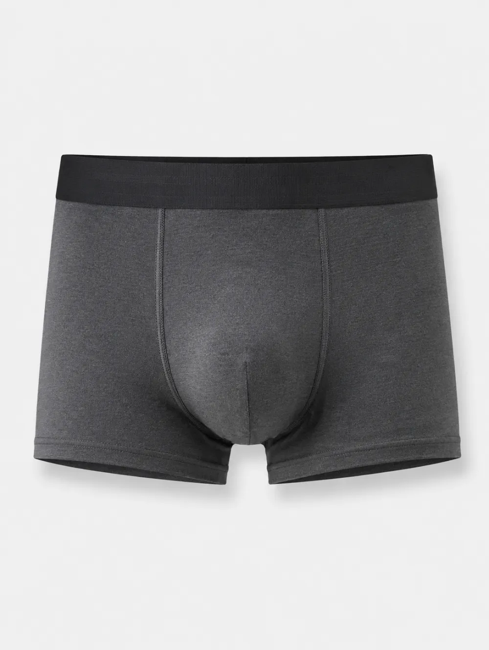 Men's Charcoal Grey Solid Color Basic Printed Boxer Briefs