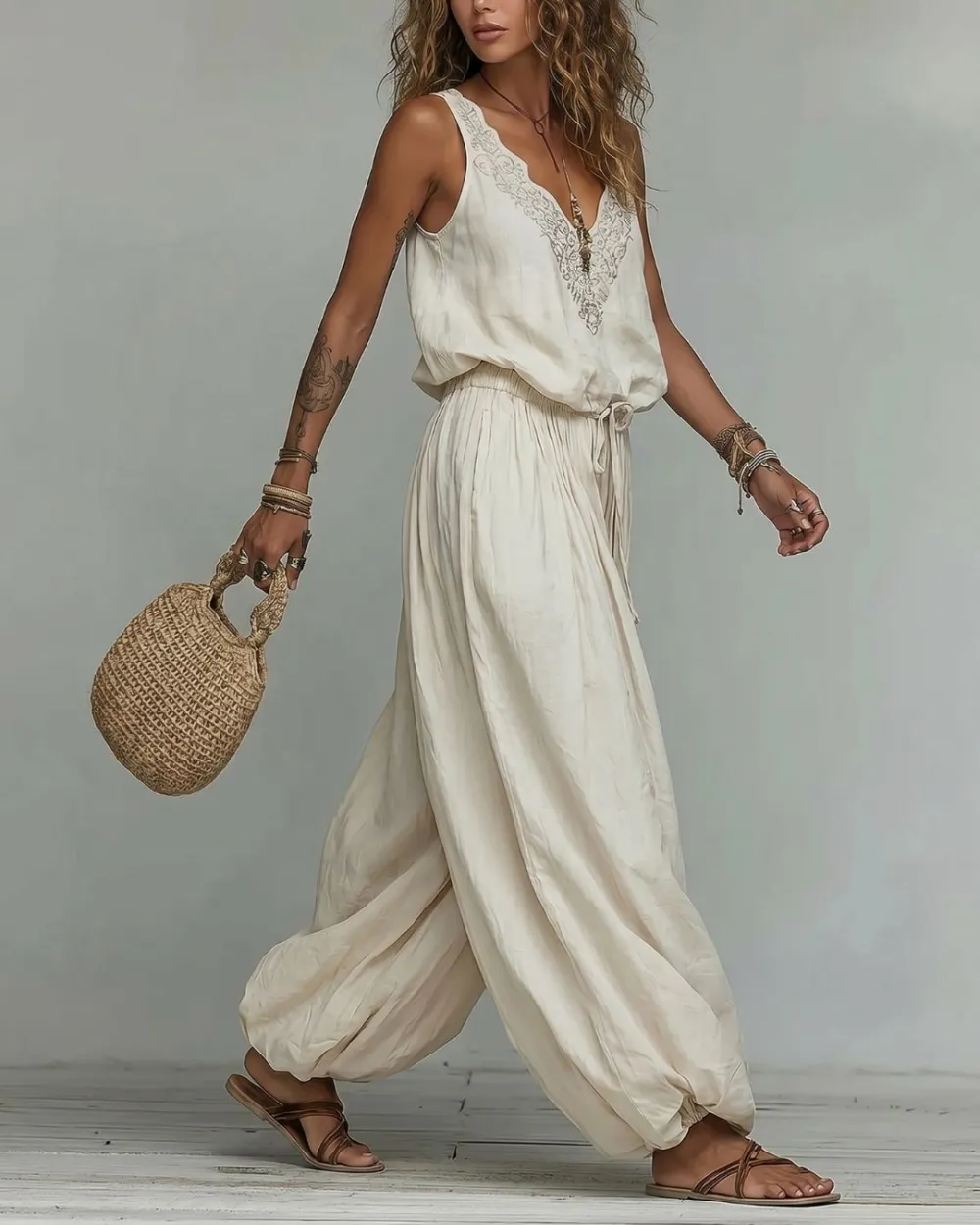 Two-Piece Lace Boho Outfit Set