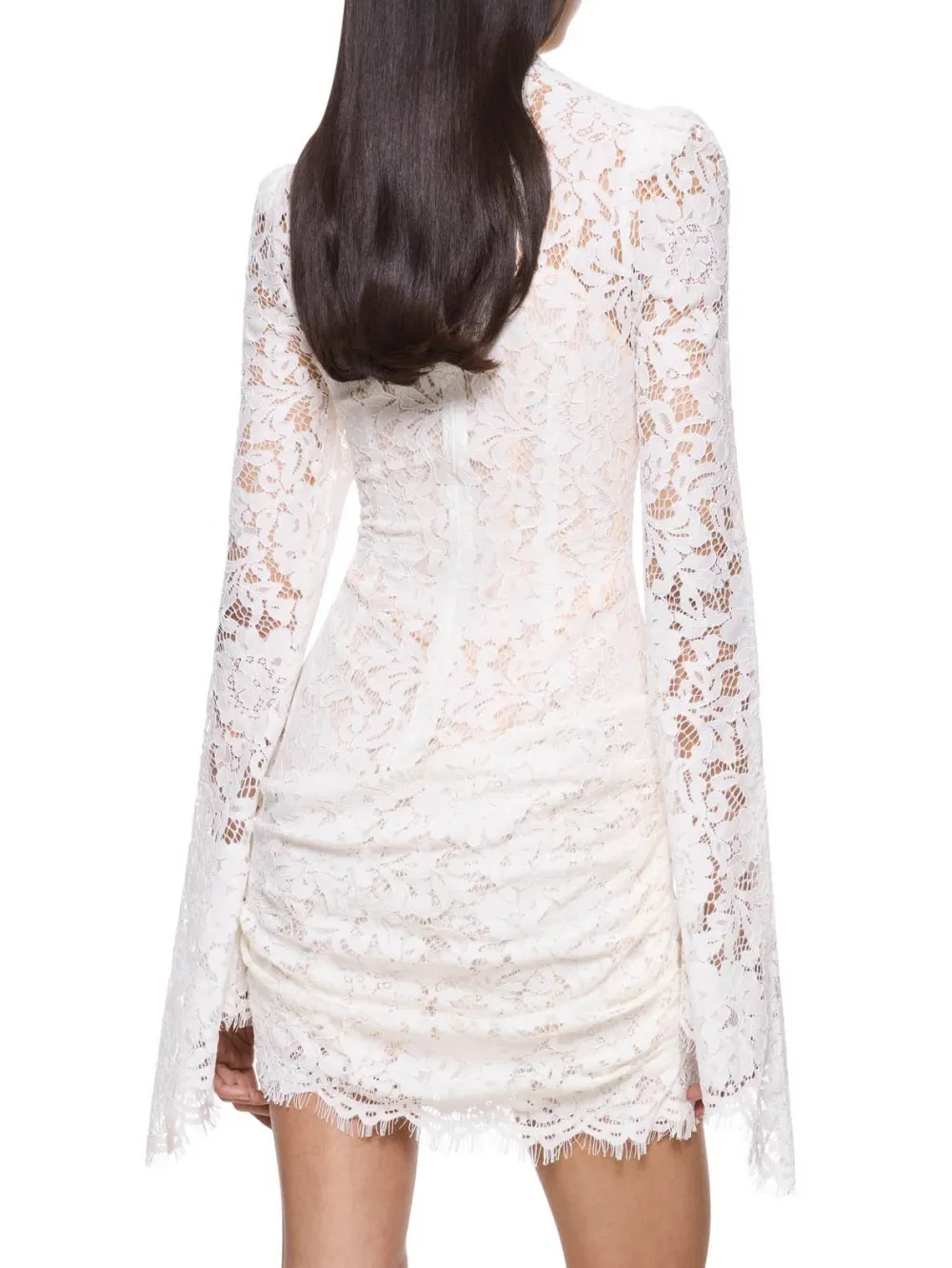 High Neck Lace Long Sleeved Mini Dress