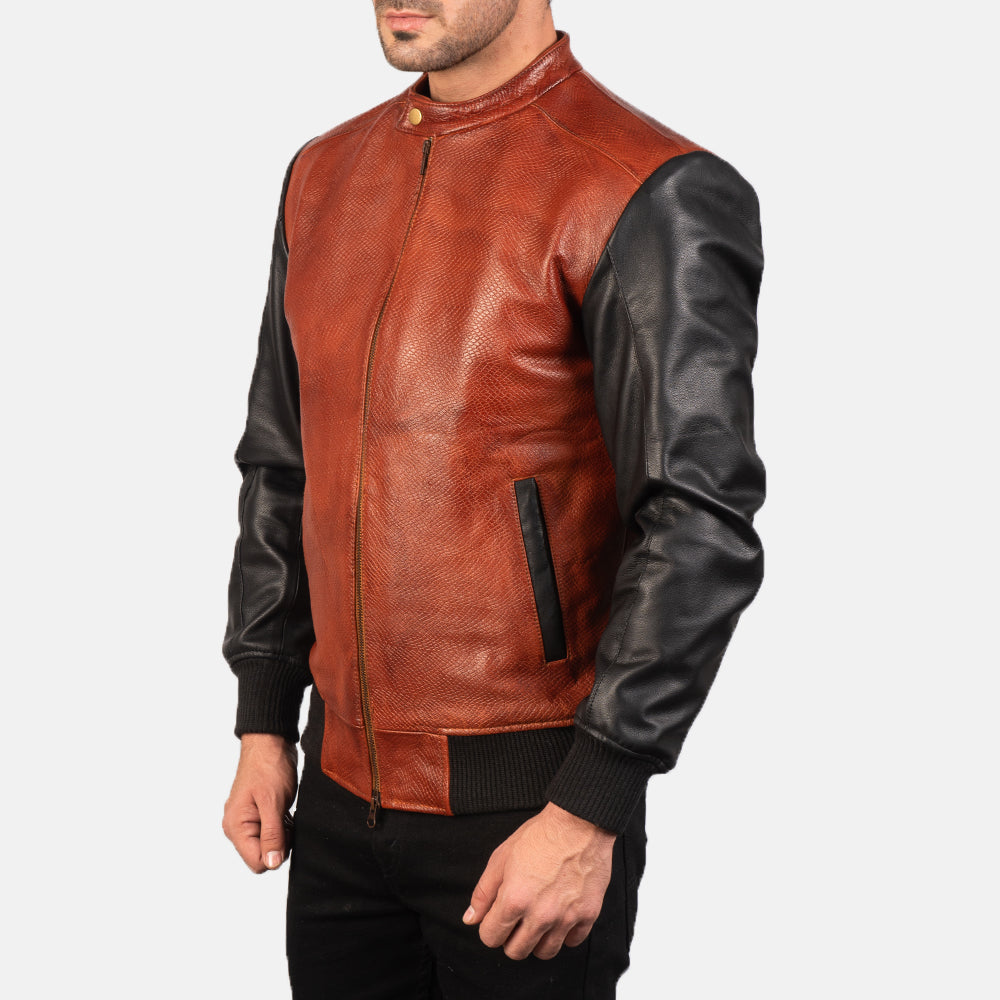 Men's Classic Structured Bomber Leather Jacket