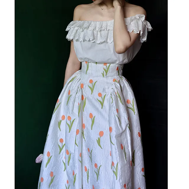 Refined Layering High Waist Floral Skirt
