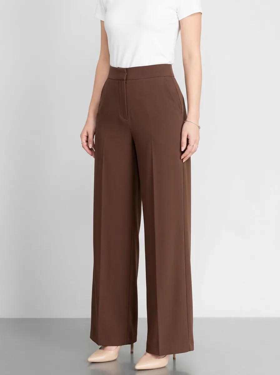 Women's Pressed-Crease High-Rise Wide-Leg Trousers