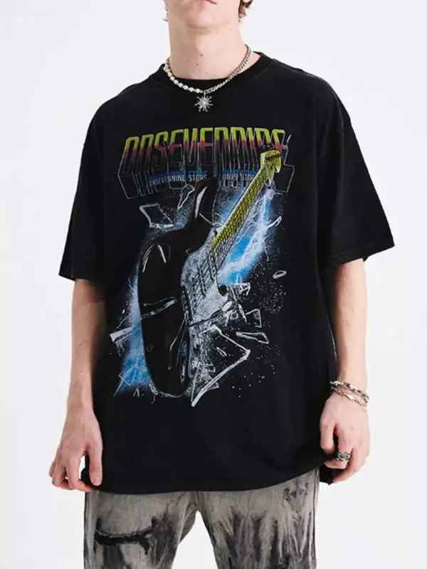 Modern Graphic Round Neck Short Sleeve T-Shirt