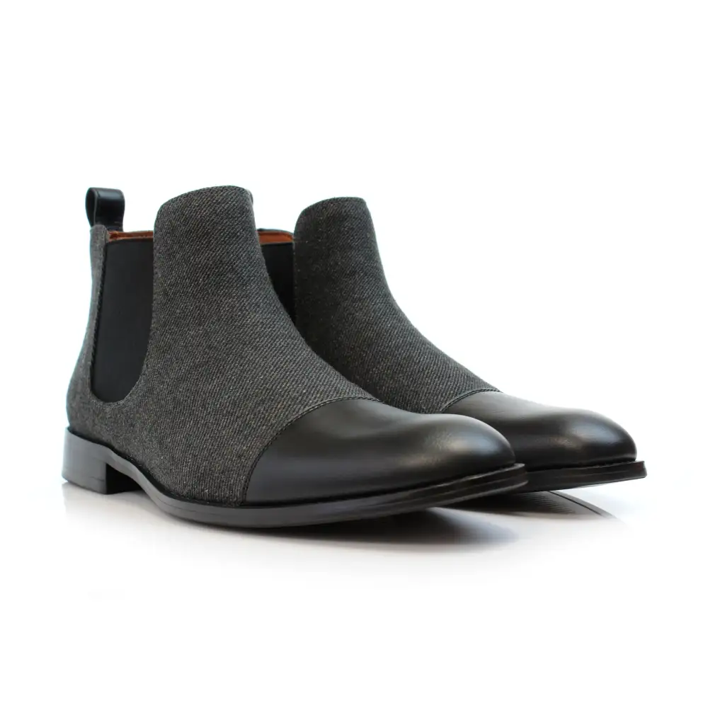 Faux-Leather Two-Tone Slip-On Chelsea Boots