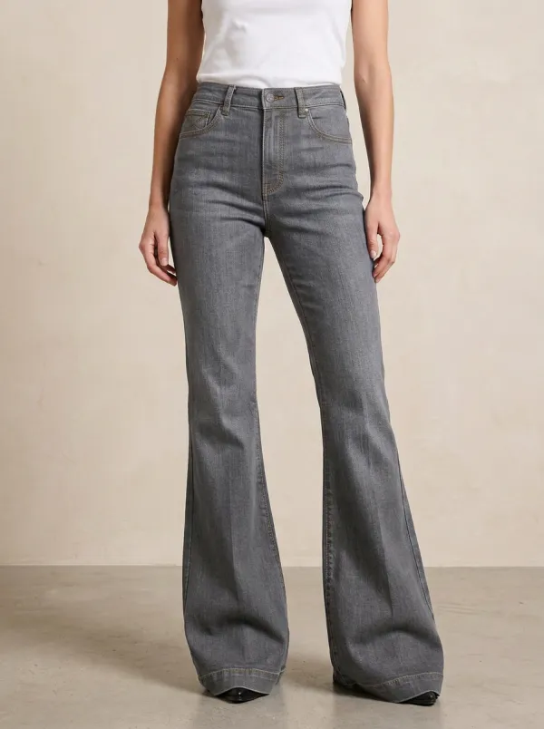 Contrast Stitch Cross Stitch Flare Jeans