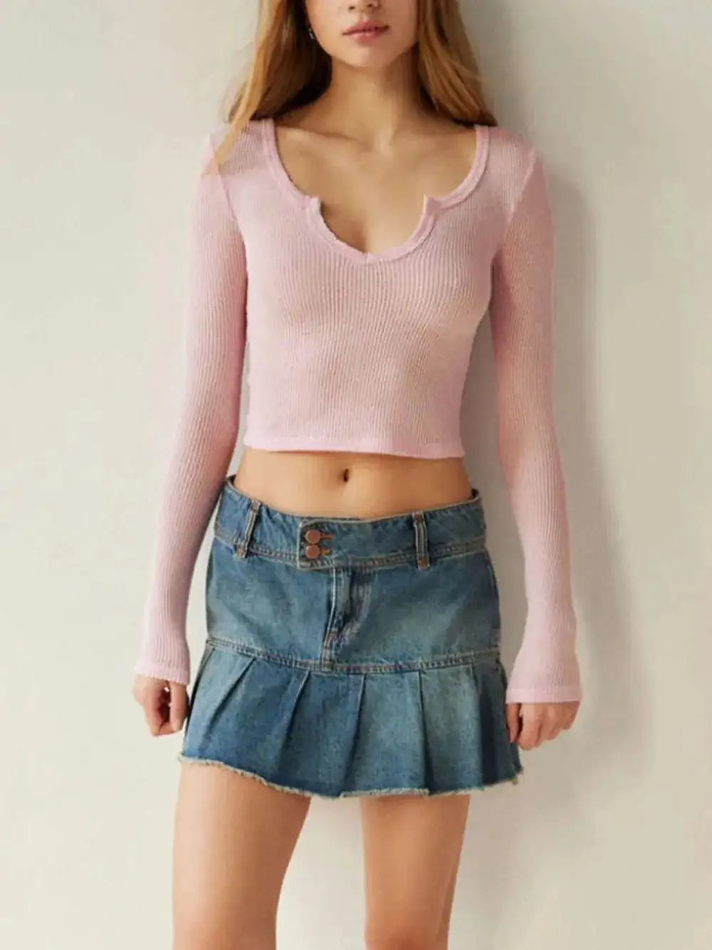 Everyday Notched Long Sleeve T-Shirt