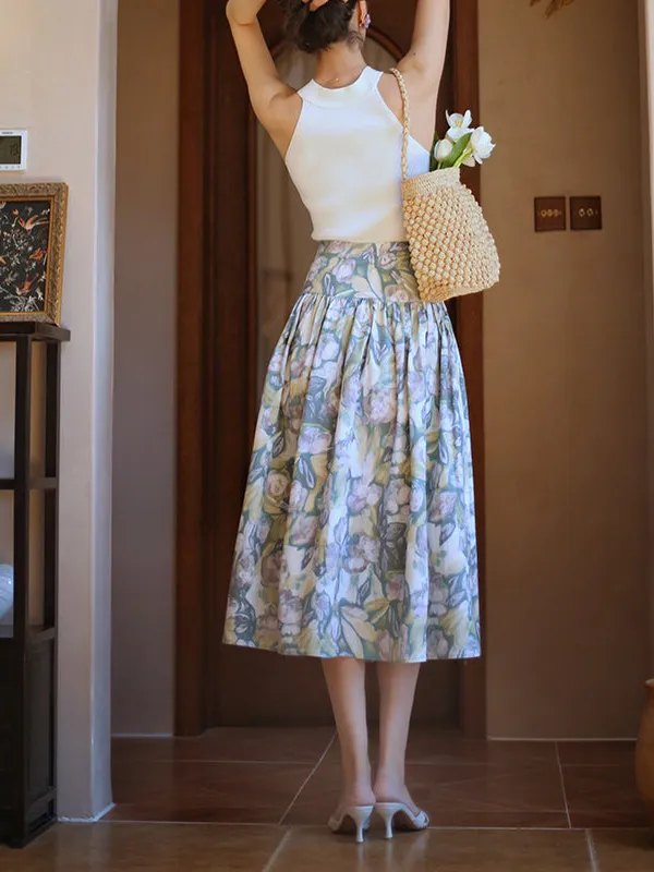 Artful Clean Everyday Casual Floral Skirt