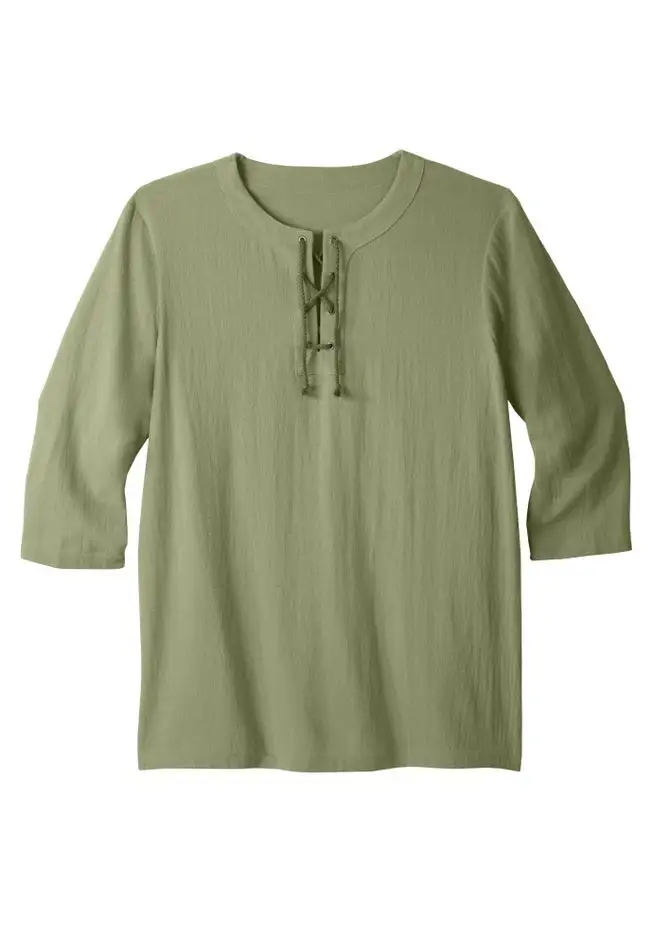 Gauze Lace-Up Shirt