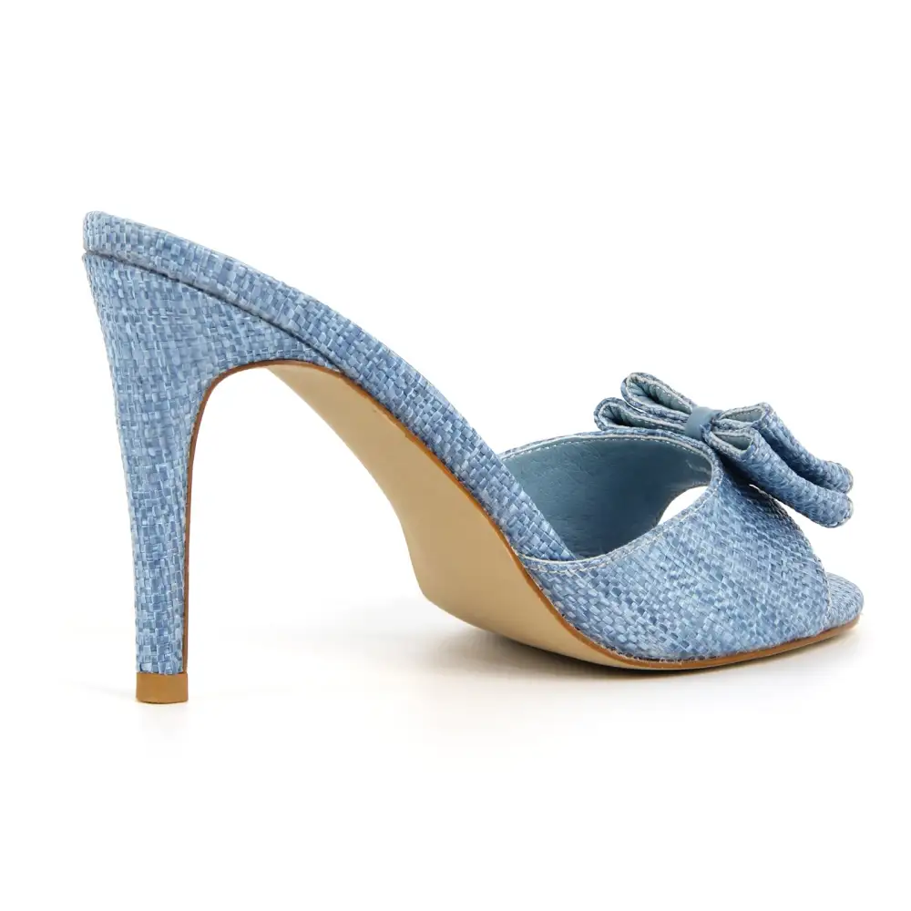 Round Toe Bow Woven Mule Sandals