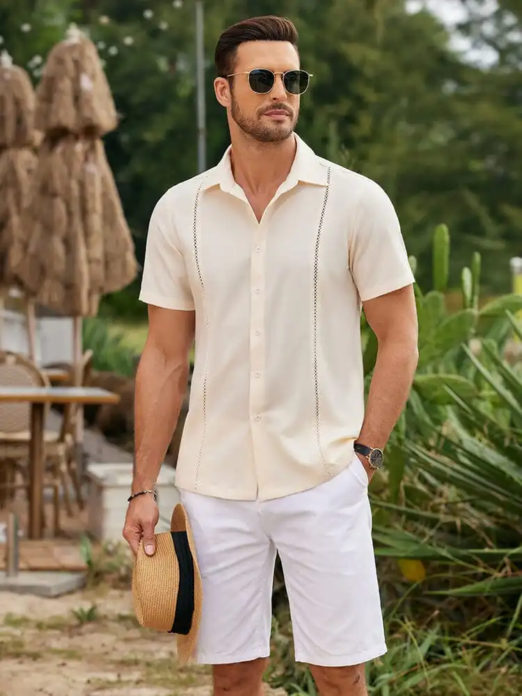 Tailored Casual Embroidered Camp Collar Shirt